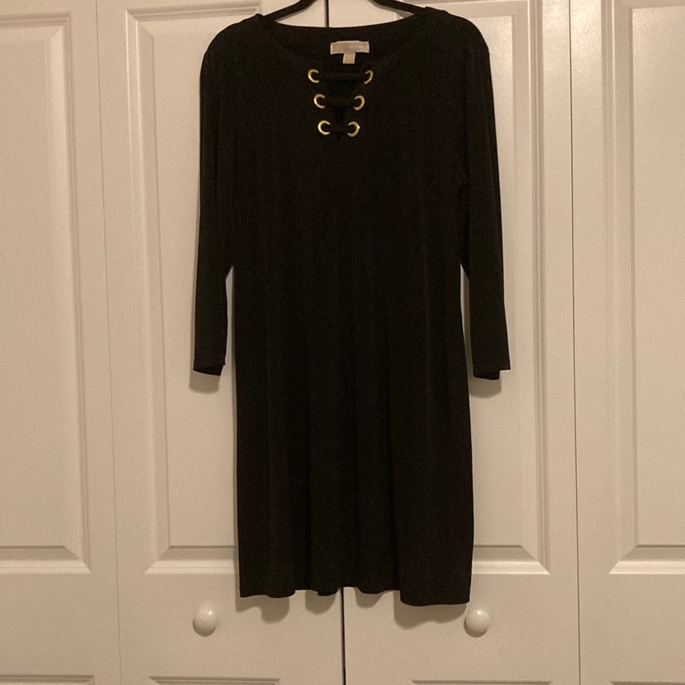Michael Kors Black Dress Size XL Gold Grommets Fabulous